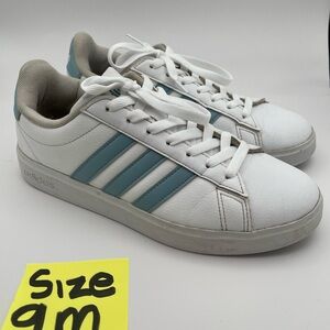 Adidas White and Teal Striped Sneakers